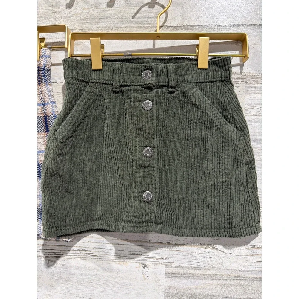 Draper James Old Navy Skirt Bundle Girls 6 Green Plaid Corduroy Preppy EUC